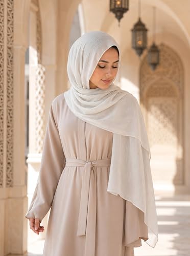 Lightweight Cotton Linen Feel Scarf Shawl Wrap Hijab for Women, Travel Fall Winter Gift - color: Mcspz2530-4#white