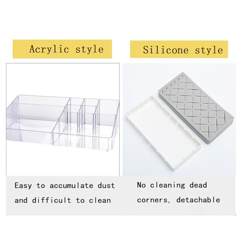 Silicone Lipstick Holder 18+6 Slots, Cosmetic Organizer Stand Square Makeup Display Case for Brush Lip Eye Stick Nail Polish Brushes Eyebrow, Premium Cosmetic Organizer-Grey - color: Grey