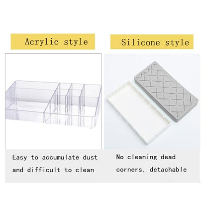 Silicone Lipstick Holder 18+6 Slots, Cosmetic Organizer Stand Square Makeup Display Case for Brush Lip Eye Stick Nail Polish Brushes Eyebrow, Premium Cosmetic Organizer-Grey - color: Grey