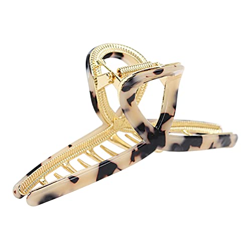 Big Hair Claw Clips Butterfly Hair Clips for Women 4.7" Large Acetate Metal Hair Claw Clip for Girls Hair Accessories for Long Thick Hair (Light leopard) - color: Light leopard04