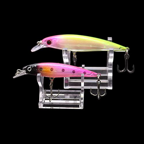 2 Pcs Plastic Fishing Lure Display Stands Clear Small Collections Easel Transparent Pen Holder Stand Makeup Brushes Holder Racks