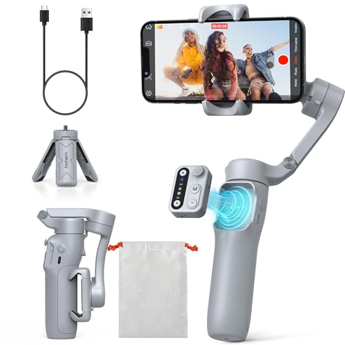 hohem iSteady X3 SE Gimbal Stabilizer for iPhone, Phone Stabilizer with Detachable Remote Control, Portable Foldable 3-Axis Phone Gimbal for Android & iPhone 16 15 Pro Max, Ideal for Travel Vlogging - color: Grey, size: iSteady X3 SE