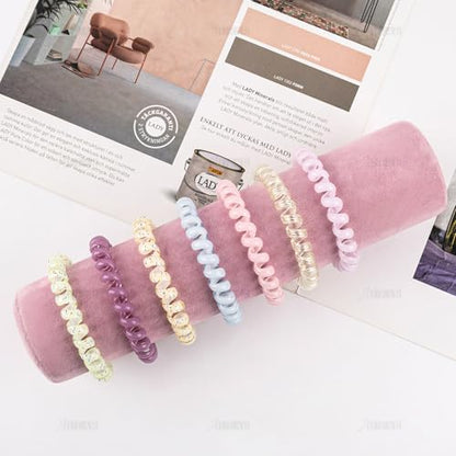 AUEAR, Velvet Vertical Tower Display Bracelet Hair Band T-Bar Holder for Headband Scrunchie (Pink, Square Bottom, 1-Pack)