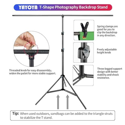 2-in-1 White Backdrop Green Screen Backdrop Stand Kit, 5x6.5 ft Greenscreen Background with Stand for Streaming, Zoom, Photography, Video with Clips & Carrying Bag - color: Green White, size: 5x6.5ft