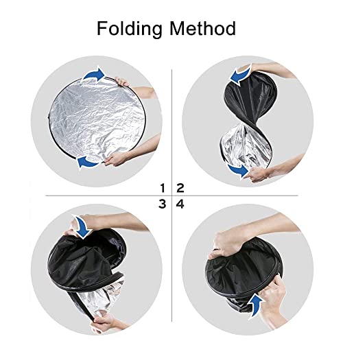 Light Reflectors for Photography 51inch/130cm 5 in 1 Large Photography Reflector Collapsible Multi Disc with Clip for Studio Photography Lighting Reflector and Outdoor Lighting - size: Open Size:130cm/51inch