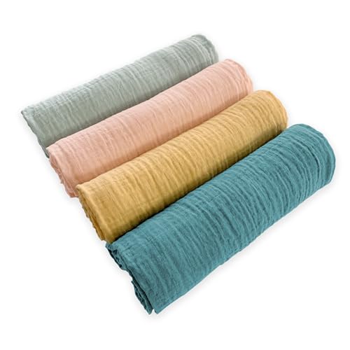 SwaddleDesigns Cotton Muslin Swaddle Blankets for Babies, Set of 4, Neutral Receiving Blankets for Newborn, Baby Registry & Gift, 46x46 inches, Paradise - color: Paradise