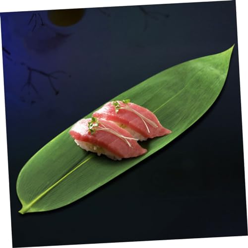 Wakauto 50Pcs Natural Leaves Sushi Decor Sashimi Plate Mats Japanese Food Leaf for Sushi Serving and Photography Large Quantity for Restaurant and Home Use