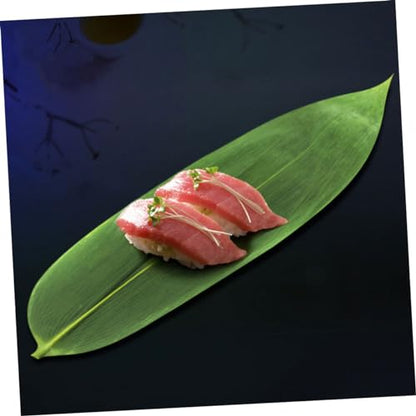 Wakauto 50Pcs Natural Leaves Sushi Decor Sashimi Plate Mats Japanese Food Leaf for Sushi Serving and Photography Large Quantity for Restaurant and Home Use