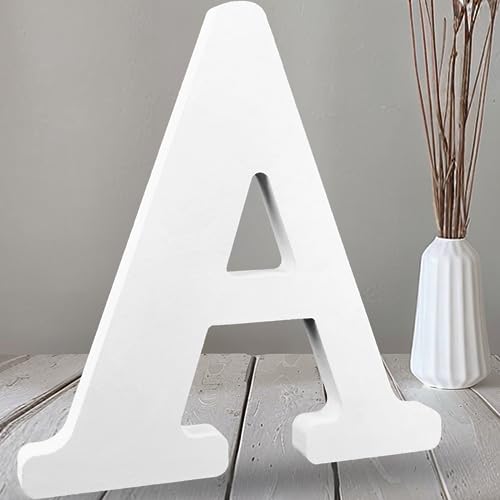 AOCEAN 12 Inch White Big Wood Letters Unfinished Wooden Letters for Wall Decor Decorative Standing Letters Slices Sign Board Decoration for Craft Home Party Projects (A) - color: A