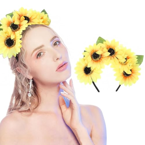 Beavorty Sunflower Flower Halloween Decor Halloween Decor Artificial Sunflower Hair Band Decorative Headwraps Yoga Headband Headpiece Bridal Photo Prop Womens Womens Boho Decor