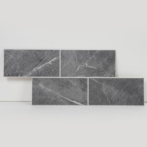 COLAMO Swatch Dark Gray Peel and Stick Large Subway Tile Faux Stone Tile Marble Tile for Kitchen Backsplash, RV Self Stick On Accent Wall Tile Stickers, Adhesive Mosaic Tiles for Bathroom Wall - color: Gray, size: Sample(6"x12")