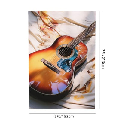 Watercolor Acoustic Guitar Backdrop Background for Photography 5x7ft Photobooth Professional Photo Backdrop Curtains Video Photography Studio Photo Backgrounds Banner Booth Background Screen Parties - color: Watercolor Acoustic Guitar