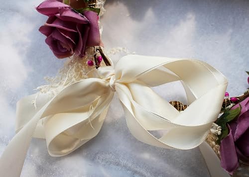 Flower Crown Rose Flower Headband Floral Crown Headpiece Halo Wedding Bridal Party Halloween Photos - color: rosy red