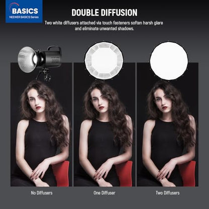 NEEWER BASICS Parabolic Softbox Bowens Mount, 35.4" Quick Release Soft Box Light Diffuser/Grid/Bag Compatible with Godox Compatible with Aputure 600d Studio Photography Video Recording Lighting, NS38P - style: 35.4"/ 90cm Parabolic