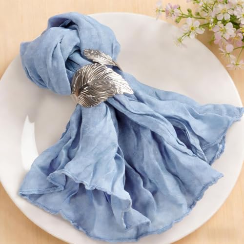 MLMC 10 Pack Dusty Blue Cheesecloth Napkins Bulk Washable Cloth Napkins Set of 10 21"x21" Rustic Boho Gauze Dinner Table Napkins for Wedding Bridal Shower Family Gathering Decor - color: Dusty Blue, size: 21" x 21" (Set of 10)