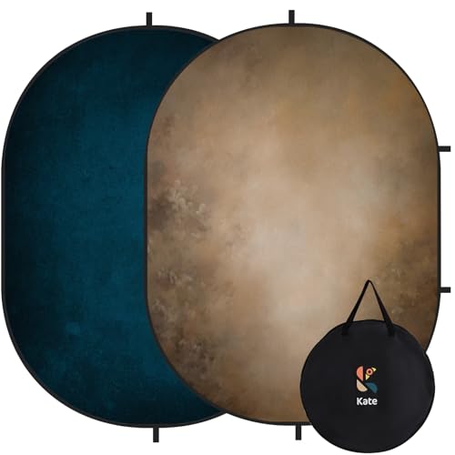 Kate Collapsible Backdrop Brown Blue Pop Up Background Portable for Headshot and Portrait Photography, Video, 5x6.5ft - color: CB06