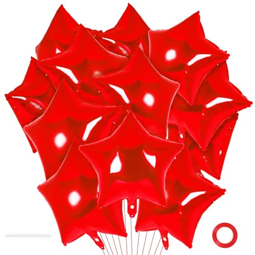 20 Pcs Star Balloons,18 Inch Red Star Foil Balloons,Stars Shaped Balloon Mylar Helium Balloon for Birthday Party Anniversary Wedding Baby Shower Decorations (Red) - color: 18inch-red