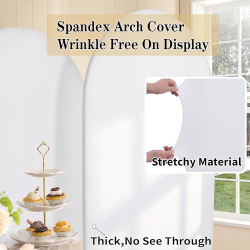 White Arch Backdrop Set of 3, 7.2ft 6.6ft 6ft Stretchy Spandex Fitted Wedding Arch Cover for Round Top Chiara Backdrop Stand, Birthday Party Decoration - color: White, size: 7.2ft 6.6ft 6ft