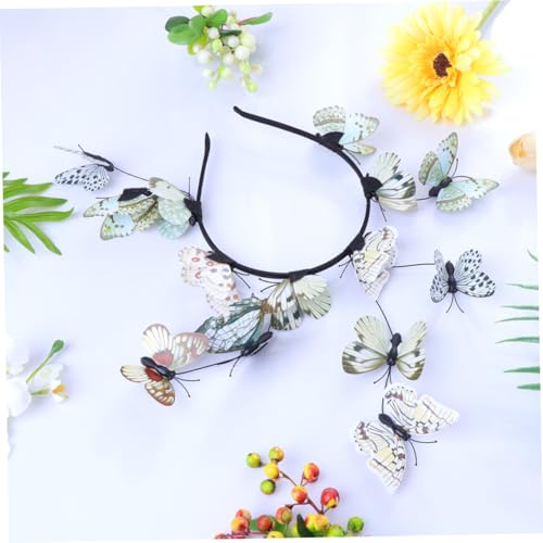 2 Pieces Bridal Butterfly Headbands for Women, Solid Color Hairbands in Blue and Neutral, Wedding Photo Props and Creative Hair Accessories for Brides