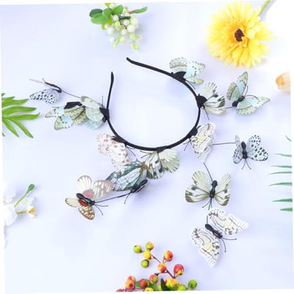 2 Pieces Bridal Butterfly Headbands for Women, Solid Color Hairbands in Blue and Neutral, Wedding Photo Props and Creative Hair Accessories for Brides