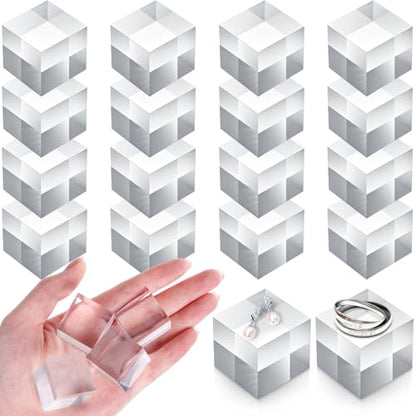 Remerry 16 Pcs Clear Acrylic Cube Blocks Square Display Block Clear Polished Acrylic Stamp Blocks Jewelry Display Stand Ring Showcase Holder Base(1 x 1 x 1 Inch) - size: 1 x 1 x 1 Inch