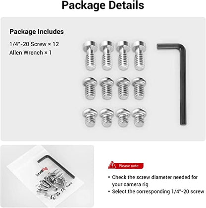 SMALLRIG Allen Wrench Screw 1/4" Screws Accessories Tool (12pcs/Pack) - 1713 - size: 12pcs 1/4" Screw 1713