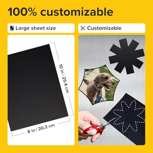Strong Self-Stick Adhesive Magnetic Sheets 10 Pcs (8x10"/20x25cm) – Customizable Magnetic Paper for Photo, Magnet Stickers, Labels, Crafts; for Fridge, Lockers, Whiteboards, Office, Projects - size: 8x10" / 20x25cm 20mil