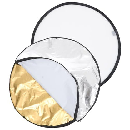 NUOBESTY 5-in-1 60cm Foldable Light Reflector Photography Reflective Board with Carry Bag Portable Photo Reflector Diffuser for Studio and Outdoor Lighting