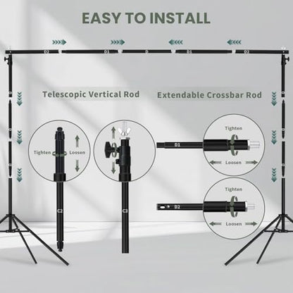10x7 ft Backdrop Stand, Maxztill Adjustable Photo Studio Background Stand Support Kit, Banner Stand for Parties Wedding Photography Decoration with Carrying Bag