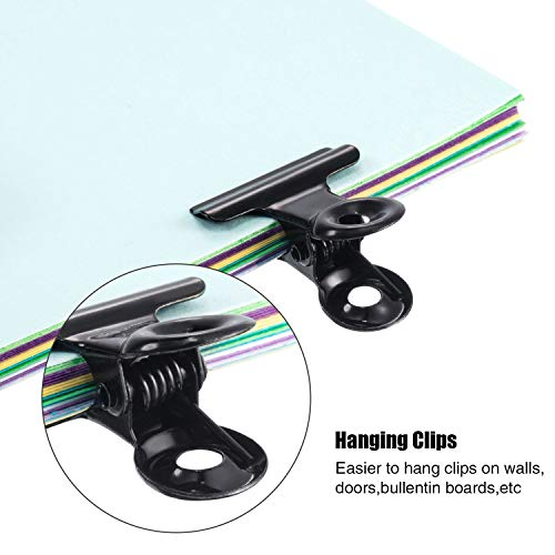 40 Pack Metal Clips 0.87 Inch Small Bull Binder Paper Clips for Picture Photo Crafts Food Bags Home Office Supplies(Black) - color: Black