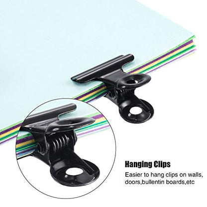 40 Pack Metal Clips 0.87 Inch Small Bull Binder Paper Clips for Picture Photo Crafts Food Bags Home Office Supplies(Black) - color: Black