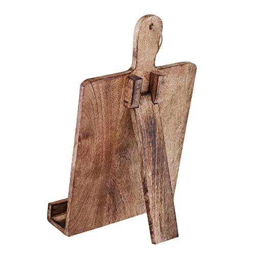 Wedding Cooking Gifts Wooden Cookbook Stand Chopping Board Style Foldable Recipe Book Stand Holder Easel for Kitchen Text Book Tablet L 9.5 x B 1.5 x H 14 inches (Brown) - color: Brown