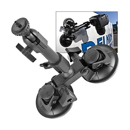 Delkin Devices Fat Gecko Dual Suction Camera Mount - Powerful Suction Cup Camera Mount for Car, Motorcycle, Desk, Window | Secure and Adjustable Action Camera Holder for Video Recording - style: Fat Gecko Double