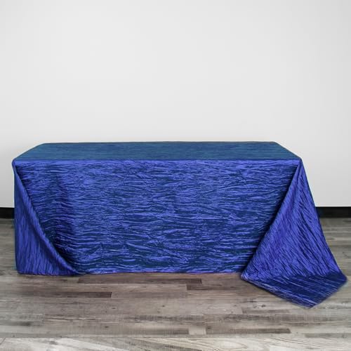 YOUR CHAIR COVERS - 90 x 132 inch Rectangular Crinkle Taffeta Tablecloth - Royal Blue, Rectangle Table Linens for 6 ft Rectangular Tables, Wedding Crushed Table Cloth - color: Royal Blue, size: 132" x 90" (Rectangular)