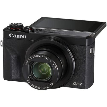 Canon PowerShot G7 X Mark III Digital Camera (Black) (3637C001) + 2 x 64GB Memory Card + 3 x NB13L Battery + Corel Photo Software + Charger + Card Reader + LED Light + More (Renewed)