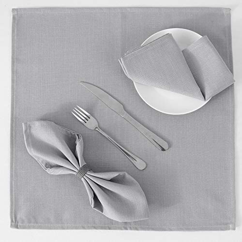 H.VERSAILTEX Cloth Napkins Set of 12 (18" X 18") Linen Textured Dinner Napkins Waterproof Extra Soft Thick Durable Reusable Napkins with Hemmed Edges for Dinners, Weddings and Everyday Use, Grey - color: Dove Gray, size: 18" x 18" (Square)