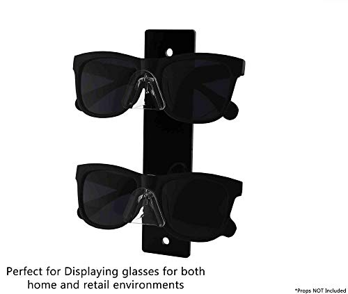 Marketing Holders 2 Pack Eyeglass Holder Black Back Clear Nose Acrylic 2 Tier Sunglasses Wall Mount Glasses Display Rack with Hanging Hardware and 2 Pre Drilled Holes - size: 2 Tier Black