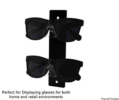 Marketing Holders 2 Pack Eyeglass Holder Black Back Clear Nose Acrylic 2 Tier Sunglasses Wall Mount Glasses Display Rack with Hanging Hardware and 2 Pre Drilled Holes - size: 2 Tier Black