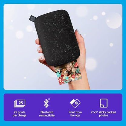 HP Sprocket Portable 2x3 Inch Instant Photo Printer (Black Noir) Print Pictures on Zink Sticky-Backed Paper From Your iOS & Android Device - color: Black, style: Printer