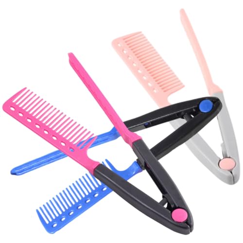 3pcs Foldable V-shaped Hairdressing Straightener Combs for Salon Flat Ironing, Portable Hair Styling Tools for Women and Men