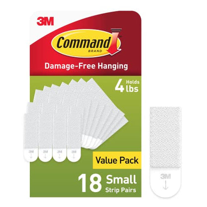 Command 4 lb Small Picture Hanging Strips 18 Pairs (36 Command Strips), Damage-Free Hanging Picture Hangers, No Tools Wall Hanging Strips for Home Decor, White Adhesive Strips - style: 18 Pairs