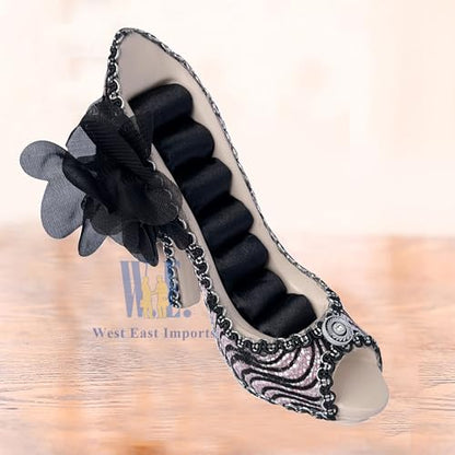 Ring Holder High Heel Shoe Design Fashion Jewelry Organizer Display Birtyday Gift (pink-bk) - color: pink-bk