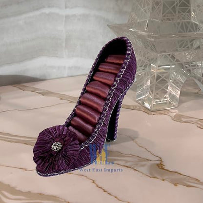 Ring Holder High Heel Shoe Design Fashion Jewelry Organizer Display Birtyday Gift (Plum) - color: Plum