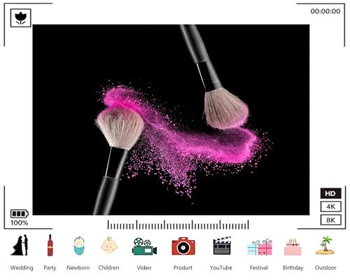 Trykid 8x6ft Makeup Brush Pink Powder Backdrop Black Background Cosmetic Scenery Photography Background Wedding Beauty Party Decoration Tapestry Photo Booth Prop Fabric - size: 8x6ft