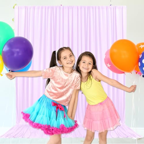 10ft x 10ft Light Purple Backdrop Curtains for Parties, Fabric Satin Background Curtain with Rod Pockets for Weddings, Birthday, Baby Shower, Photography, Graduation Party Backdrop Drapes, 2 Panels - color: Light Purple