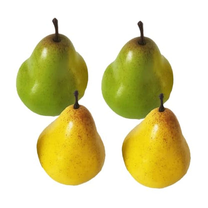 TOYANDONA Artificial Pears Simulation Fruit Model Set, 4pcs Lifelike Decorative Pears for Photography Props, Shop Window Display, Home Kitchen Party Ornament
