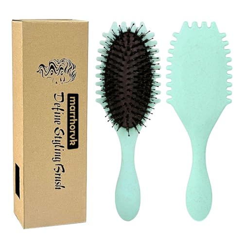 Hair Brush For Fine Hair, Curl Defining Brush For Women Soft Hair Detangler Brush (Green) - color: Light Green