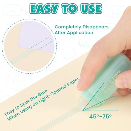 8 Pack Double Sided Glue Tape Roller for Scrapbook Supplies, Glue Tape Runner for Scrapbooking Journaling Art School Office Supplies for Kids and Adults, Gift Wrap, 0.24IN x 20FT（Patented）