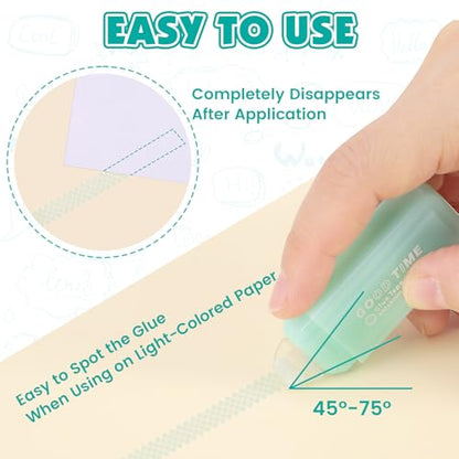 8 Pack Double Sided Glue Tape Roller for Scrapbook Supplies, Glue Tape Runner for Scrapbooking Journaling Art School Office Supplies for Kids and Adults, Gift Wrap, 0.24IN x 20FT（Patented）