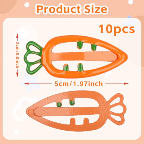 10Pcs Easter Hair Clips Carrot Hair Barrettes Metal Carrot Shaped Hair Pins Cute Hair Accessories for Women Girls Easter Party Supplies